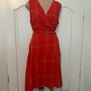 Ann Taylor red belted sundress. Size 10. Excellent condition.  Zip back